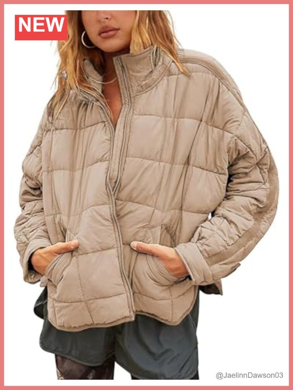Women's Quilted Lightweight Puffer Jacket Zip Up Padded Coat